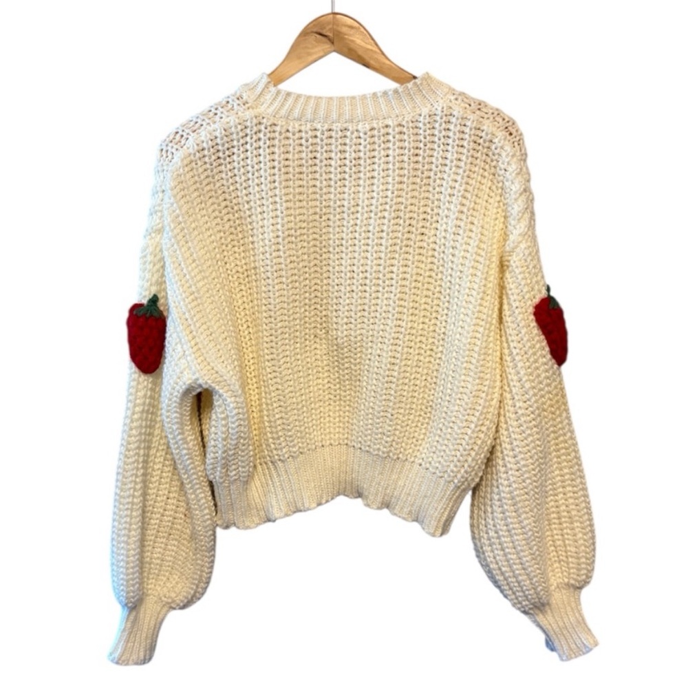 Strawberry Patterned White Sweater - image 4